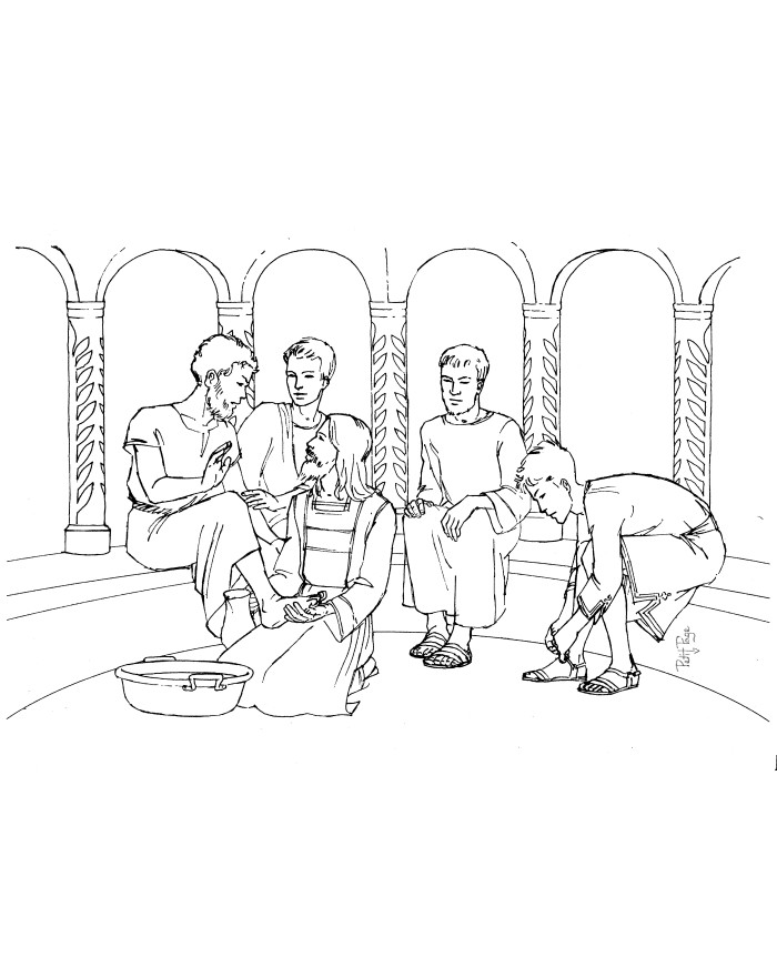 Coloriage Lavement des pieds