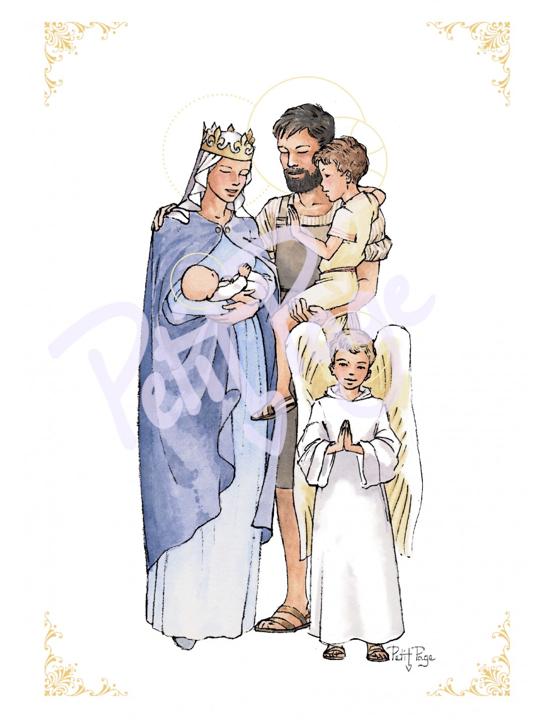 Icône Sainte Famille Imprimée Sur Tissu - Tapisserie Murale Décorative